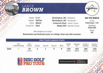 2016 Disc Golf Pro Tour #NNO Lance Brown Back